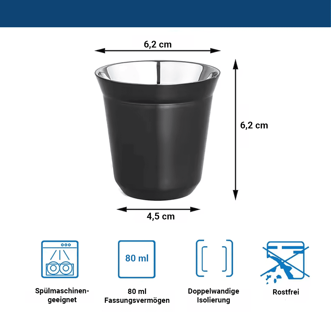Edelstahl-Espressotasse mit Isolierung